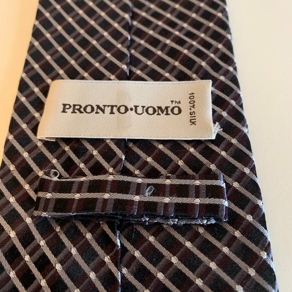 Pronto Uomo Men's Black Silk Necktie - Picture 4 of 7
